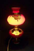 Vtg Ardalt Italy Enameled Floral Red Glass Lamp w/Label  