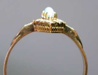   III 19c 18k Rose Gold Turquoise Rose Cut Diamond Marquise Ring  