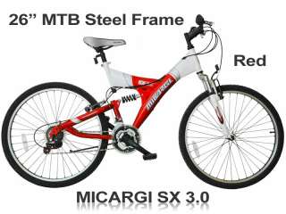   SX 3.0 Mens Red Steel Frame MTB Off Road Mountain Bike Bicycle  