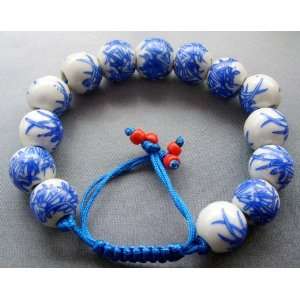  Hand Painted Bamboo Chinese Porcelain Beads Bracelet 
