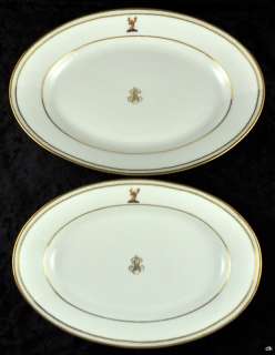 Antique Paris Porcelain Oval Serving Platters Gilt  
