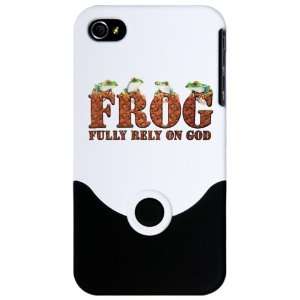  iPhone 4 or 4S Slider Case White FROG Fully Rely On God 