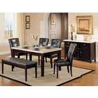 Acme 7 pc Britney white marble top dining table set with brown leather 