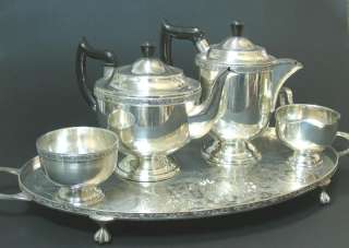 ART DECO SILVERPLATE TEA SET AND TRAY WINERS SHEFFIELD  