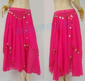 New Rose Golden Coin Belly Dancing Skirts Dress Costume  