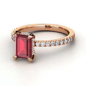  Reese Ring, Emerald Cut Ruby 14K Rose Gold Ring with 
