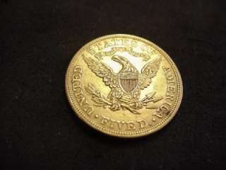 1886 $5 LIBERTY HEAD EAGLE GOLD PIECE EXTRA FINE XF  