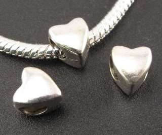 Wholesale 75 x Tibetan Silver Heart Spacer Beads Fit Charm Bracelet 