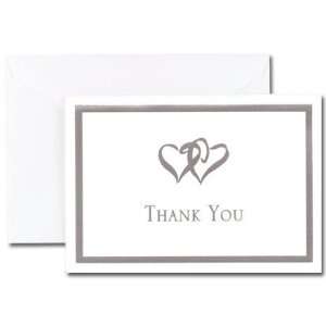  Silver Double Hearts Thank You Cards   50 Sets Health 
