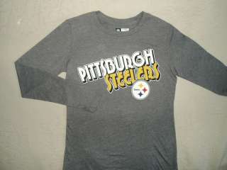 PITTSBURGH STEELERS KNIT TOP gray COTTON POLY long sleeve SMALL  