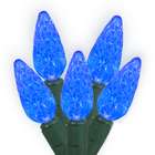   Set of 50 Commercial Grade Blue LED C6 Christmas Lights   Green Wire