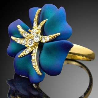 Rose Starfish Swarovski Crystal ARINNA Fashion GP Ring  