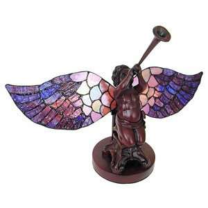  Stained Glass Winged Angel with Horn