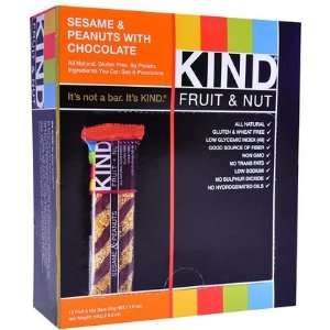 KIND Fruit & Nut Sesame & Peanuts with Chocolate Bars 12 ct (Quantity 