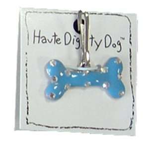 Dog Tags   Bone Dog Tag by Haute Diggity Dog   Blue with Silver Dots 