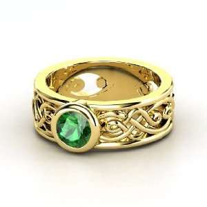  Alhambra Ring, Round Emerald 14K Yellow Gold Ring Jewelry