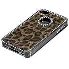   iPhone 4, 4S Gun Metal Brown Cheetah Fur Crystal Skin Phone Cover Case