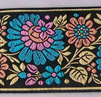 Very Wide, Jacquard, Ribbon Trim with Flowers  
