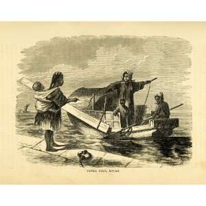  1857 Wood Engraving Tanka Boat Macao China Fishing 