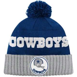 Dallas Cowboys Blue Mitchell & Ness Throwbacks Cuffed Pom Knit Hat 