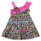 Youngland Girls Toddler Dress 1Shoulder Multicolored Leopard Print