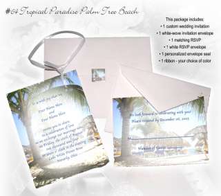 Tropical Beach Shoreline Custom Wedding Invitations  