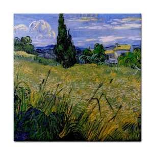 Green Wheat Field with Cypress By Vincent Van Gogh Tile Trivet