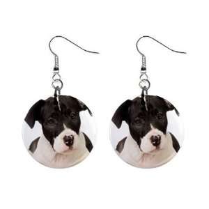 American Staffordshire Puppy Dog Button Earrings A0015