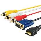 For HDTV HDMI to VGA 3 RCA Converter Adapter Cable 1080p 5 Feet Gold