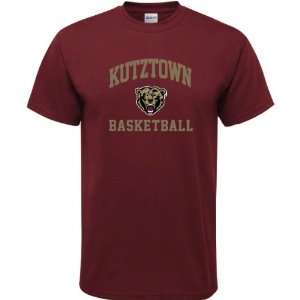  Kutztown Golden Bears Maroon Basketball Arch T Shirt 