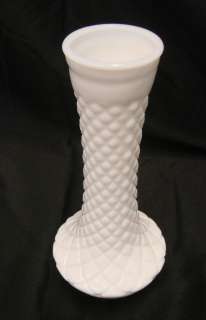 Vintage Randall White Milk White Opaque Diamond Quilted Glass Flower 
