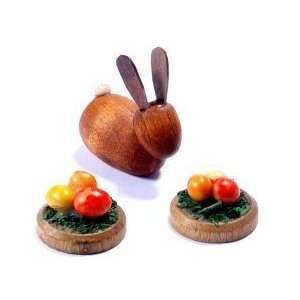  Erzgebirge Wood Miniature Easter Rabbit with Nest