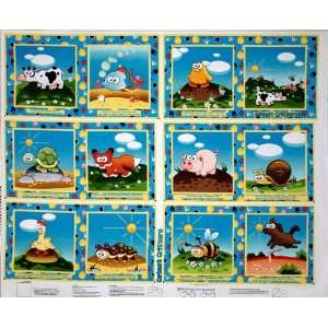  44 Wide Cutest Critters Soft Book Panel Blue Fabric By 
