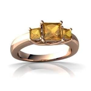  14k Rose Gold Square Genuine Citrine Trellis Ring Size 5.5 