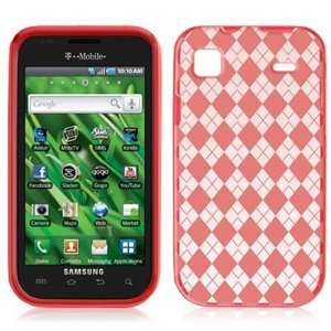  SAMSUNG GALAXY S 4G T959V RED CLEAR ARGYLE TPU CASE Cell 