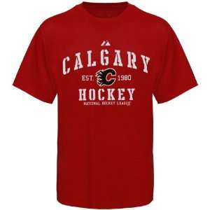  Majestic Calgary Flames Red Ice Classic T shirt Sports 