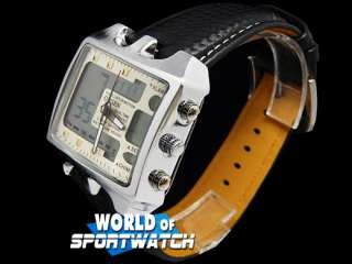 OHSEN Mens Dual Time Electronic & Quartz Wrist Watch  