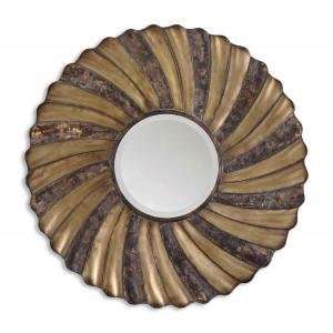 Keandre Mirror by Uttermost   Wavy Profile Finished in a Heavily Antiq 