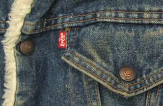 vtg Levis SHERPA LINED 80s BLUE DENIM Jacket Youth M usa trucker jean 