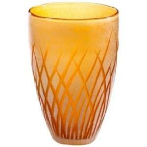  Medium Amber and White Aquarius Vase