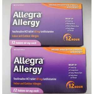  2 Allegra Allergy 12 Hour Allergy Tablets 12 Tablets Each 