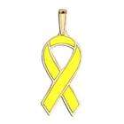 PicturesOnGold Awareness Ribbon Yellow Color Charm, Solid 14k 