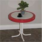4D Concepts 71520 Metal Retro Round Table  Red Coral and white metal