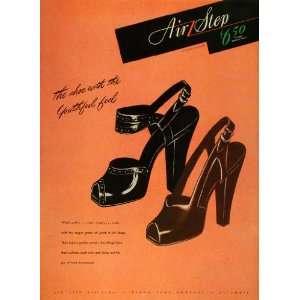 1945 Ad Air Step Division Brown Shoe High Heels Woman Footwear Fashion 