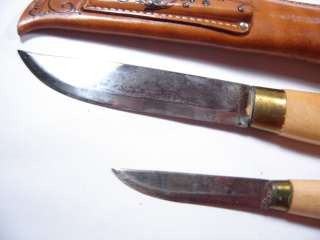 VINTAGE BRUSLETTO GEILO NORWAY TWO KNIFE SET IN SHEATH  