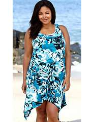   Beach Belle Blue Exploded Rose Handkerchief Dress,productId157738