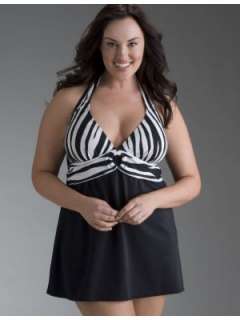 LANE BRYANT   Black and zebra print swim dress  