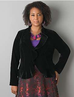 Full figure Ruffled velvet blazer  Lane Bryant