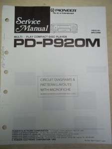 Pioneer Service Manual~PD P920M CD Player~Original~Repair  