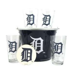 Detroit Tigers Pint Glasses and Beer Bucket Set  MLB Detroit Tigers 